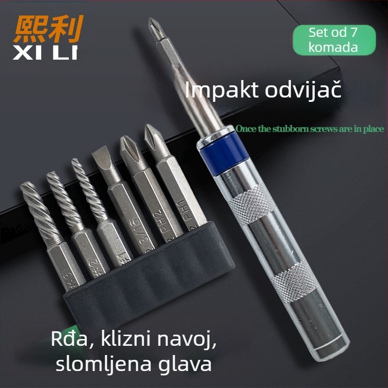 Mini udarni odvijač s šesterokutnom držačem, pakiranje na veliko (Materijal: S2+CRV)