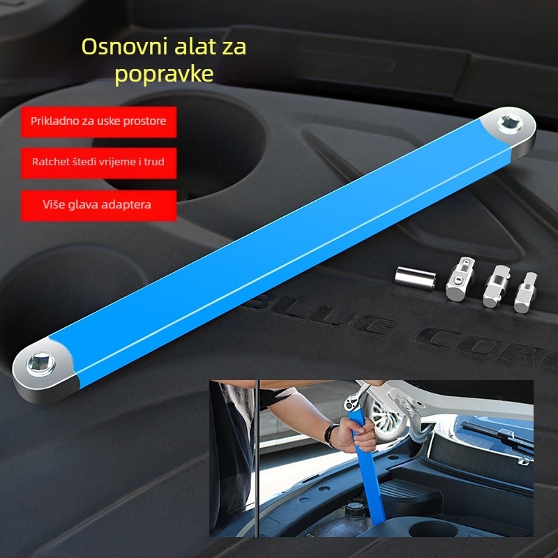 Volvan 3/8 Višenamjenski produžni ključ s ratchet glavom i produžnim štapom – kromiran, visoko ugljična čelična, 0.645 kg