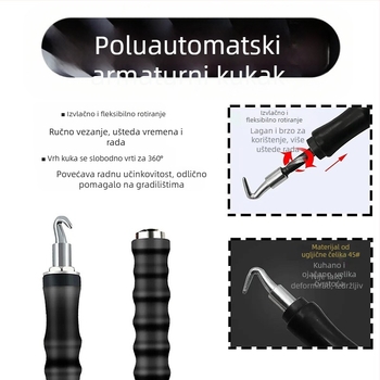 Kuka za povezivanje armature, ravno vučna i teleskopskog dizajna, nehrđajući čelik