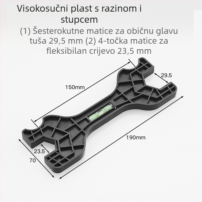 Set alata za održavanje kupaonice: zakrivljeni nivo, šesterokutni ključ i zakrivljeni kutni nivo za ugradnju baterije
