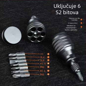 7-u-1 odvijač od CRV krom-vanadijske čelika, nenmagnetičan, bez izolacije, s križnim i ravnim vrhom za kućne popravke