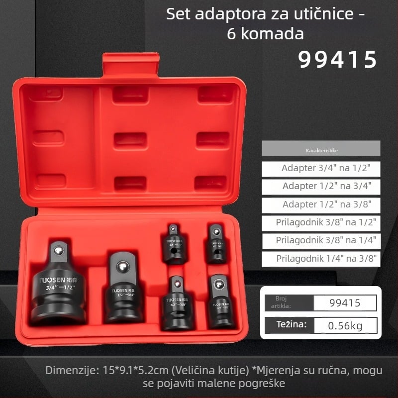 Topson sleeve adapter za električni pneumatski ključ — visoko ugljični čelik, fosfatirana površina
