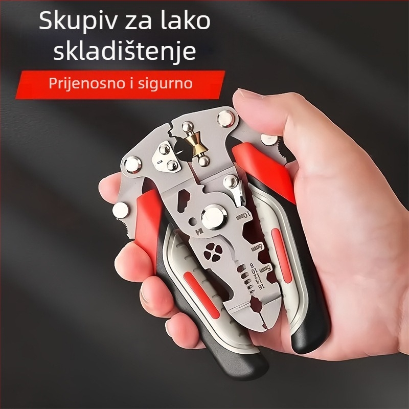 Sklopive višefunkcionalne kliješta za odizoliranje žice za električare — krušna glava, težina 0,192 kg, za skidanje izolacije, rezanje, krimpanje i navijanje žice