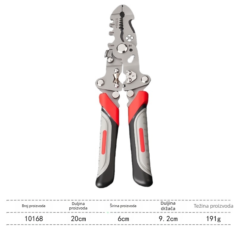 Sklopive višefunkcionalne kliješta za odizoliranje žice za električare — krušna glava, težina 0,192 kg, za skidanje izolacije, rezanje, krimpanje i navijanje žice