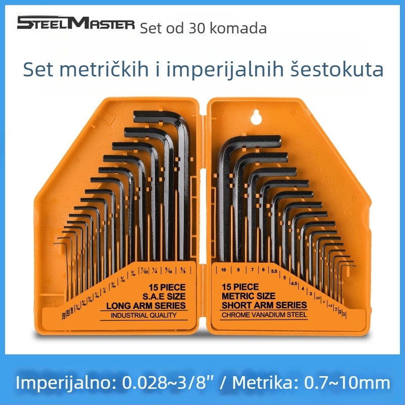 Steelmaster 30-dijelni set imbus ključeva s kugličnom glavom, od krom-vanadij čelika, tip glave: šesterokutna utičnica