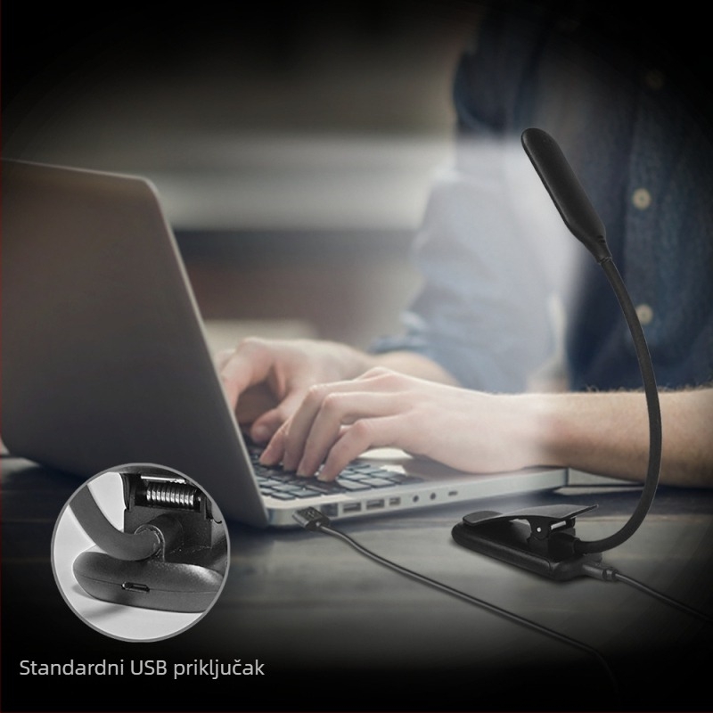 LED stolna lampa s klipom za čitanje — zaštita vida, USB punjenje, dodirni prekidač, ugrađena 1000mAh baterija