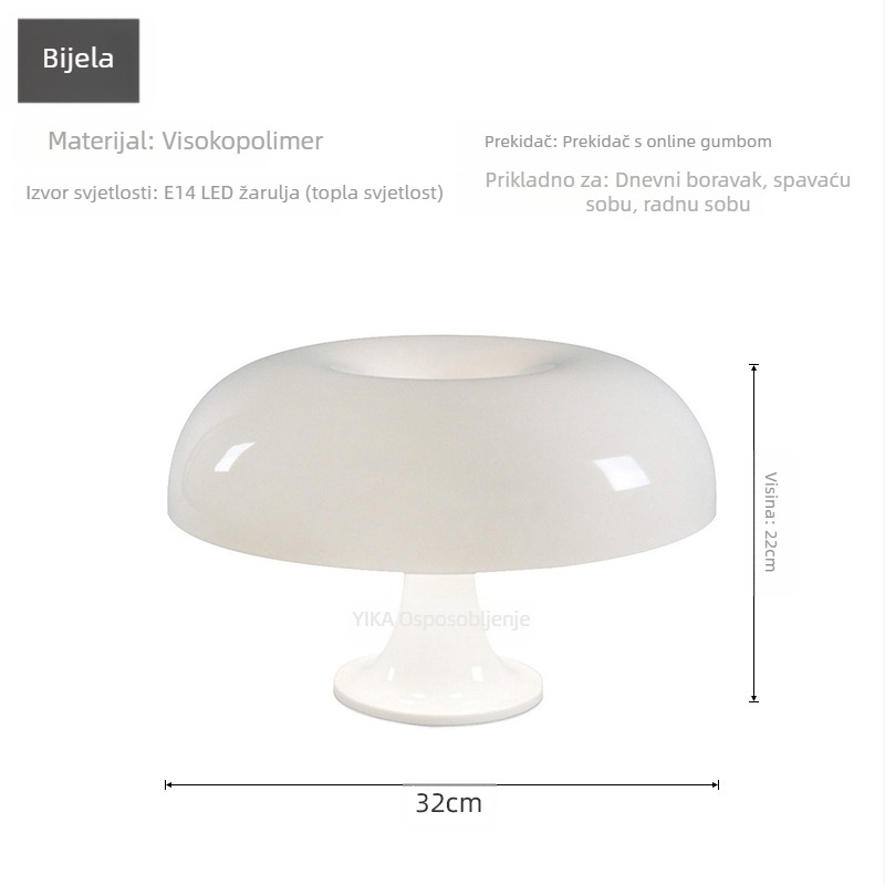 Akrilna stolna lampa u obliku gljive, moderan minimalistički dizajn, plastični držač, ambijentalno svjetlo, izrađeno po crtežima, napon ≤36V