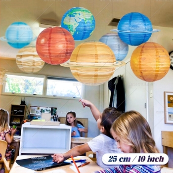 Set osam planetarnih papirnih lampiona, okruglog oblika, ručno izrađeni, DIY zabava dekoracije