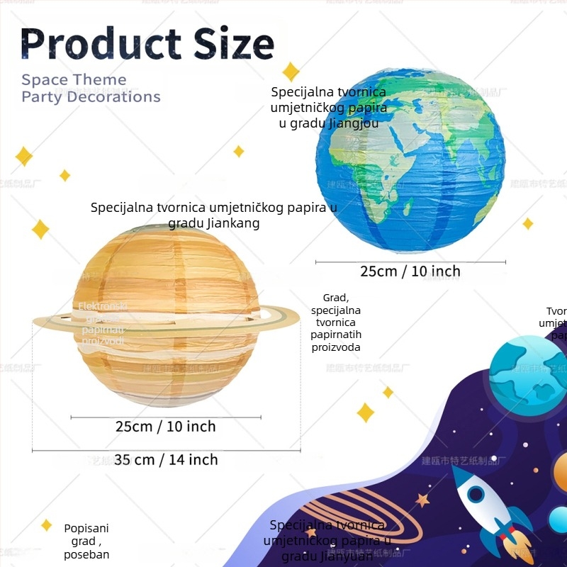 Set osam planetarnih papirnih lampiona, okruglog oblika, ručno izrađeni, DIY zabava dekoracije