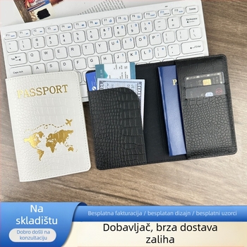 Futrola za putovnicu od PU kože s uzorkom krokodila, podstava od sintetičke kože, za svakodnevnu upotrebu, za pohranu putovnice i osobne iskaznice