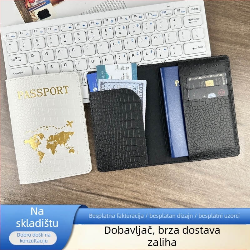 Futrola za putovnicu od PU kože s uzorkom krokodila, podstava od sintetičke kože, za svakodnevnu upotrebu, za pohranu putovnice i osobne iskaznice
