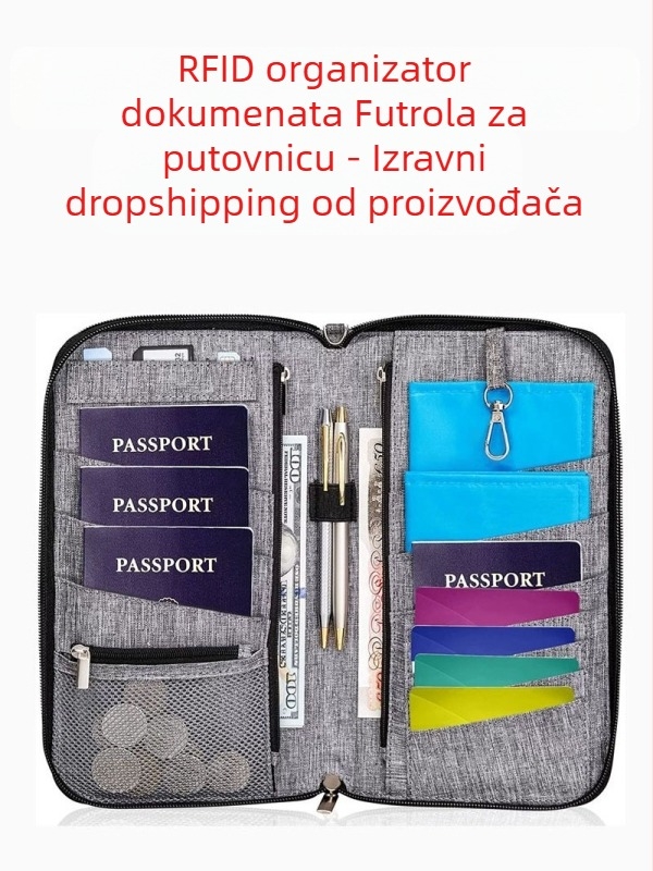 Vodootporna RFID torbica za putne dokumente, višenamjenska clutch torbica s naramenicom za pas i ulaznice