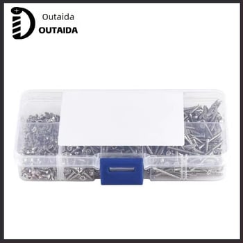 Outaida set samoreznih vijaka – 800 komada, konusna glava, niklirane, čelik Q235, GB846