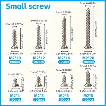 Outaida set samoreznih vijaka – 800 komada, konusna glava, niklirane, čelik Q235, GB846