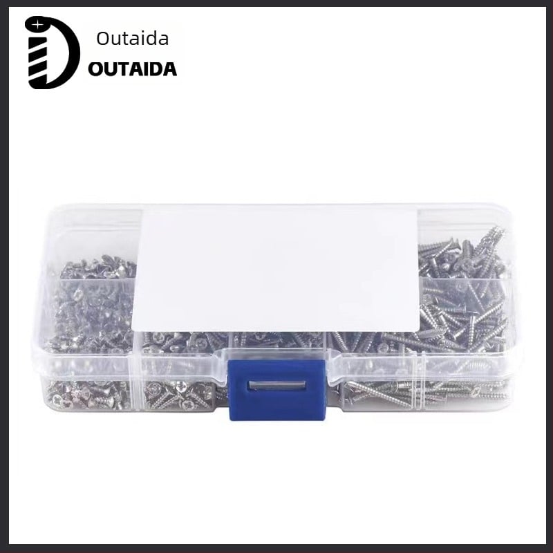 Outaida set samoreznih vijaka – 800 komada, konusna glava, niklirane, čelik Q235, GB846