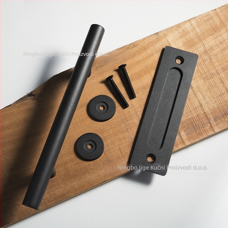 Drška za drvena klizna vrata; materijal: ugljično čelična; model DH-C01; završna obrada: sprej premaz; stil: novi kineski stil, moderni minimalistički stil, lagani luksuz