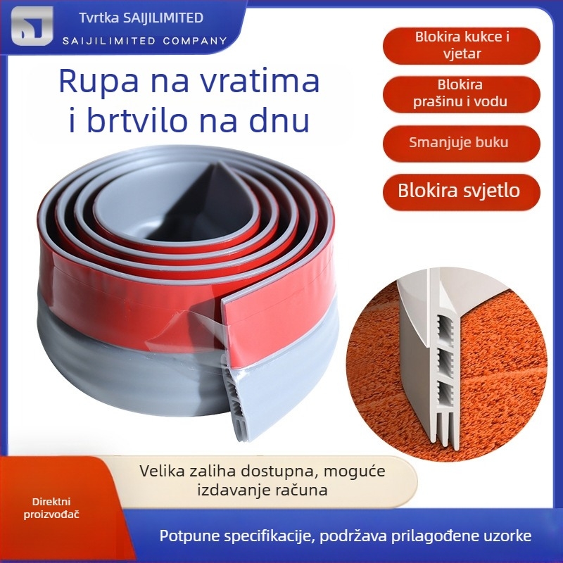Donji brtveni trak za vrata sa zubima, dizajn s tri otvora, doraz za vrata, protiv propuštanja zraka, zvučna izolacija, blokira svjetlo (Brand Saji; Model 01; Klasa 01)