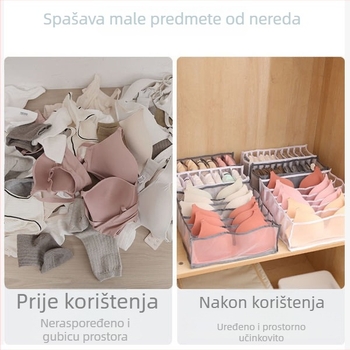 Kutija za pohranu donjeg rublja s ladicom — 3-djelni set s pregradama, kapacitet 18 L, materijal: najlon Oxford, pogodna za donje rublje, čarape i grudnjake