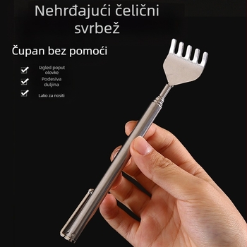 Telekopna četka za leđa od nehrđajućeg čelika — podesiva duljina, metalna konstrukcija, funkcija grebanja