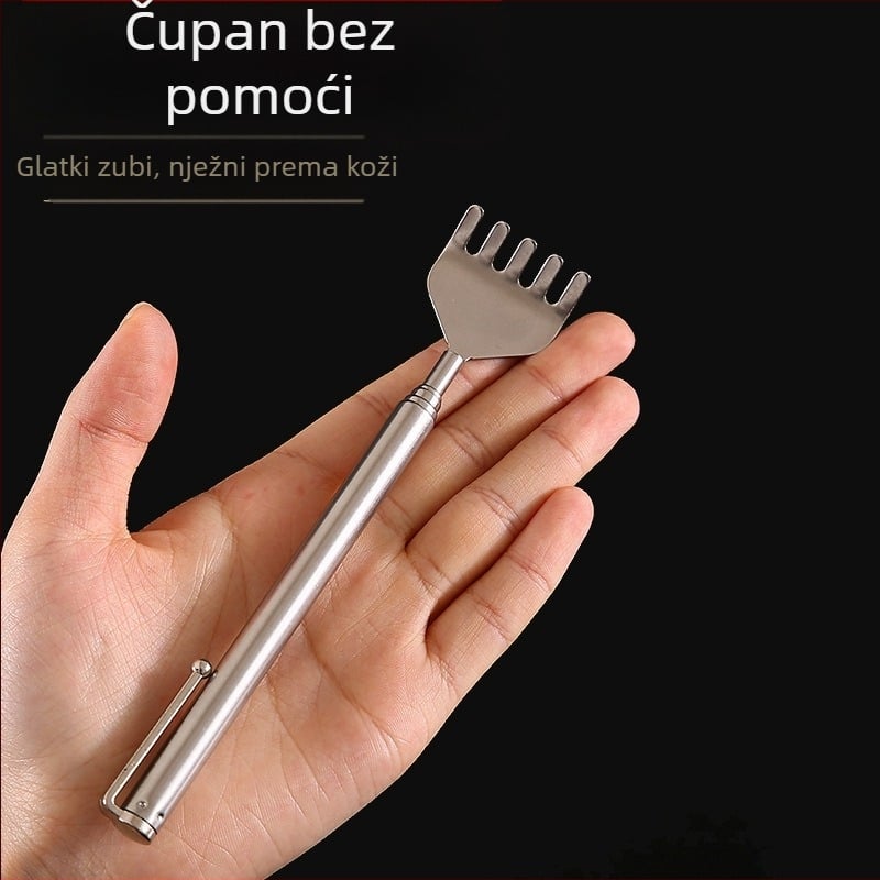 Telekopna četka za leđa od nehrđajućeg čelika — podesiva duljina, metalna konstrukcija, funkcija grebanja