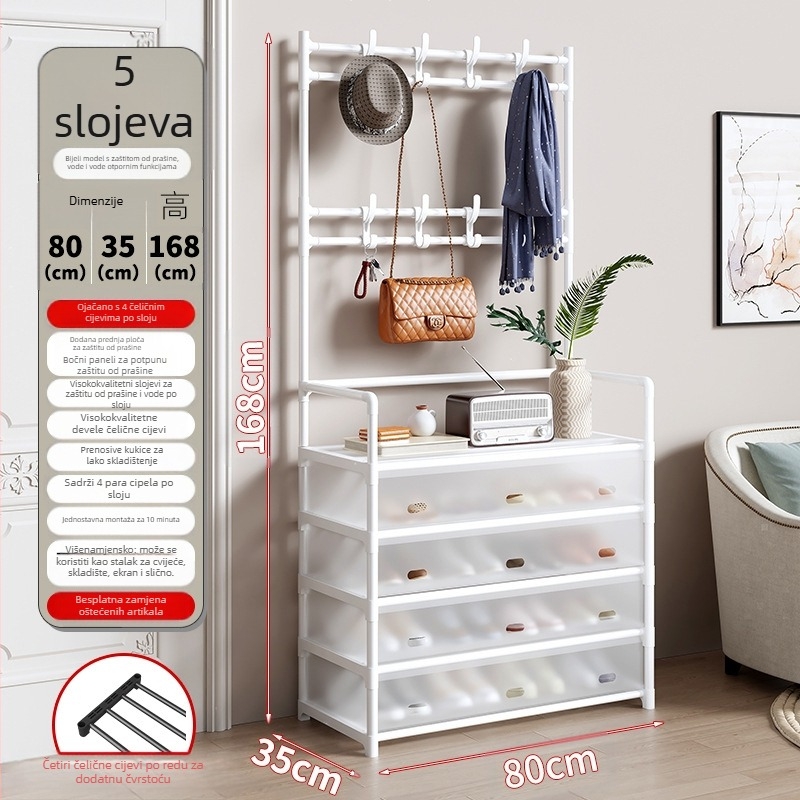 Stojeći stalak za cipele i šešire, metalni, model FCXMJ, otporan na prašinu, moderan minimalistički stil, velik kapacitet