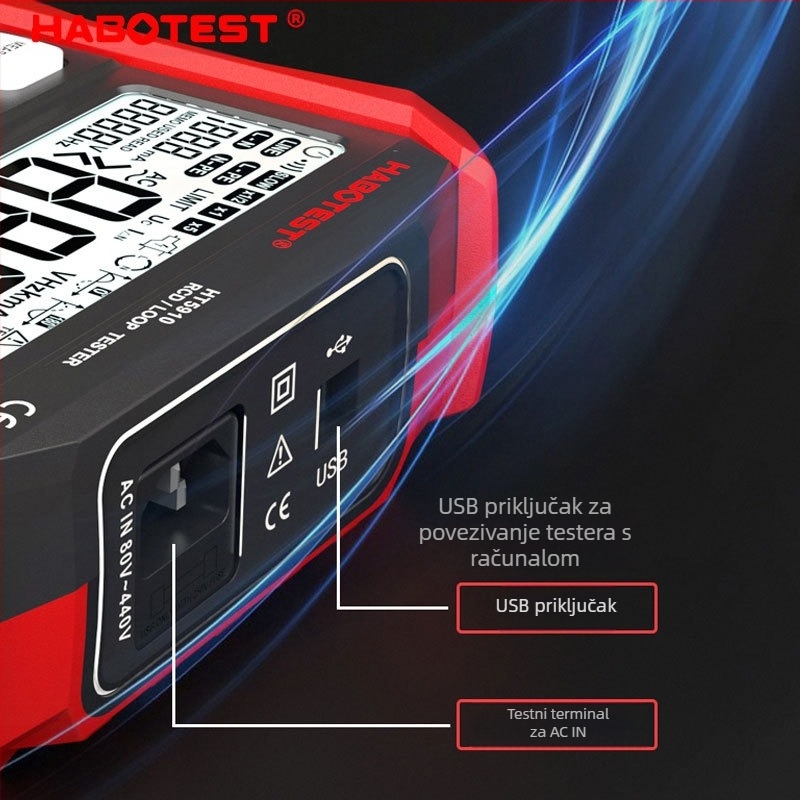 Huabo HT5910 digitalni tester curenja struje i otpornosti petlje prekidača, profesionalna upotreba, kinesko podrijetlo, licencirana privatna etiketa