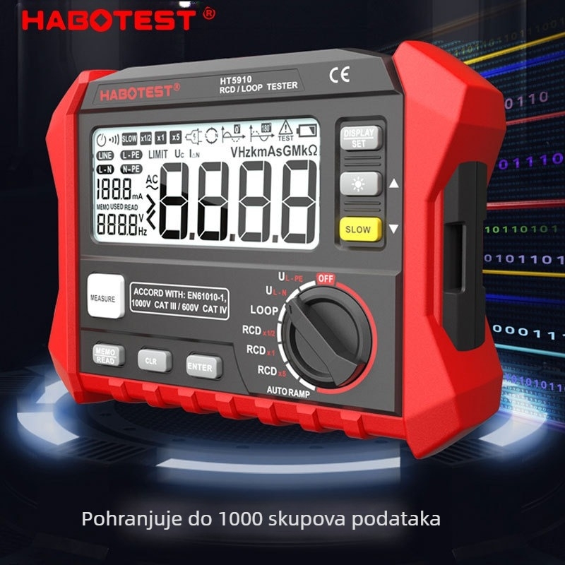Huabo HT5910 digitalni tester curenja struje i otpornosti petlje prekidača, profesionalna upotreba, kinesko podrijetlo, licencirana privatna etiketa
