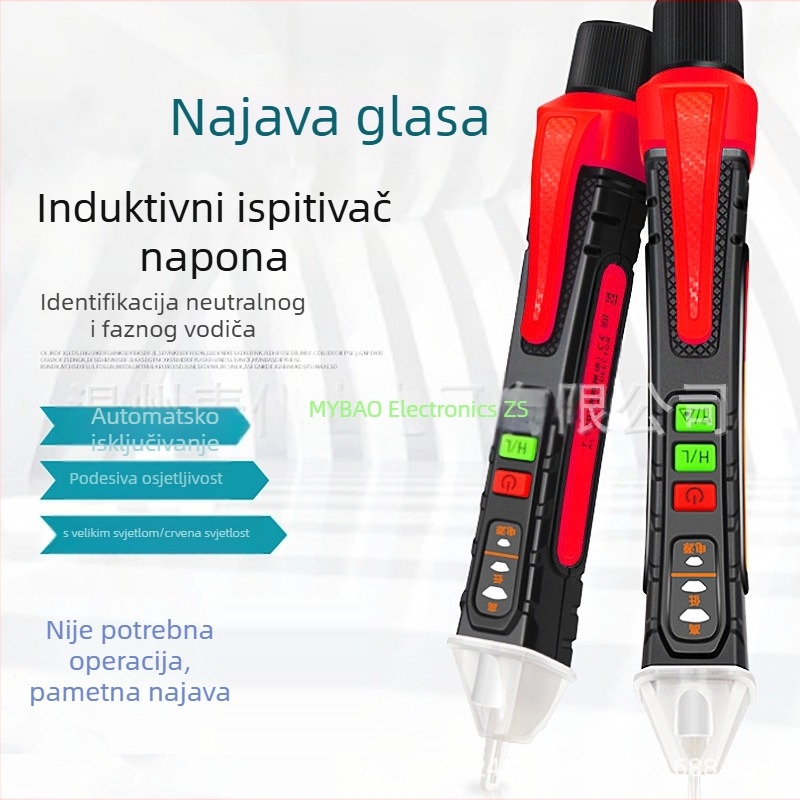 Maiyi bao bezkontaktni tester napona s glasovnim povratnim informacijama i zvukovno-svjetlosnim alarmom za kućnu upotrebu