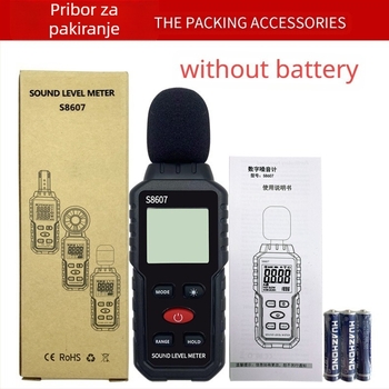 S8607 digitalni mjerač buke – raspon 30–130 dB, točnost ±1,5%, rezolucija 0,1, radna temperatura 0–40°C