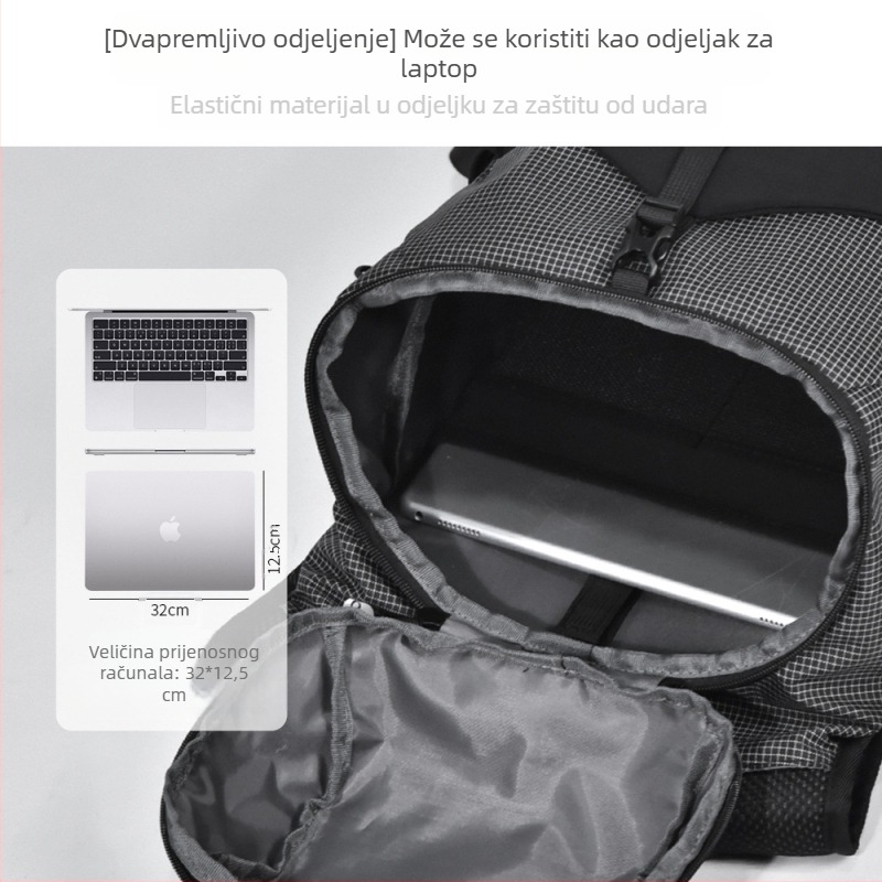 ANMEILU Planinarski ruksak – lagan, prozračni najlon, unisex, zakrivljene naramenice, karirani uzorak