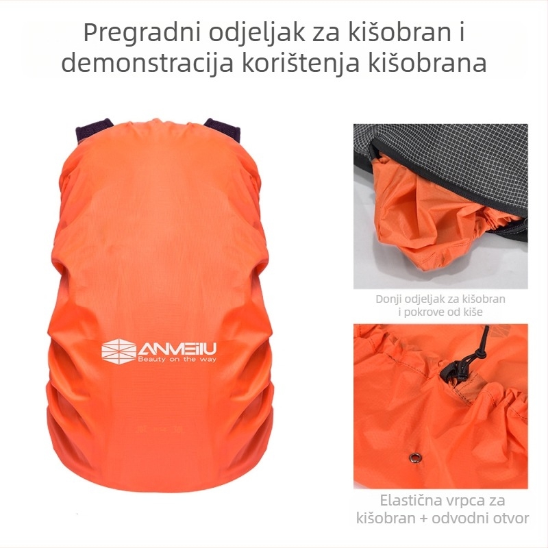 ANMEILU Planinarski ruksak – lagan, prozračni najlon, unisex, zakrivljene naramenice, karirani uzorak