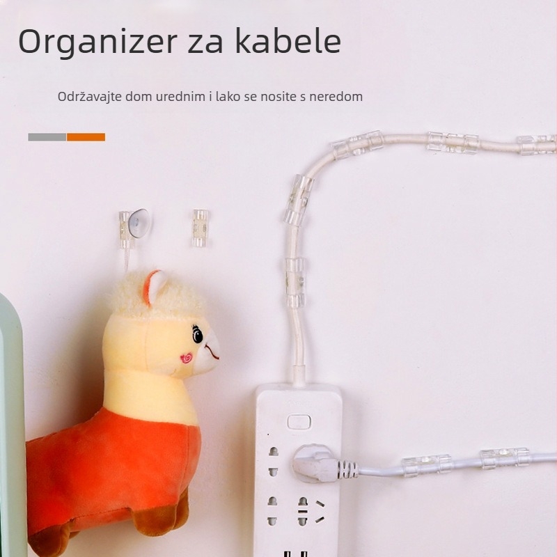 Klip za organizaciju kablova – plastični organizator za upravljanje kablovima, jednostavan dizajn, pogodan za podatkovne/mrežne kablove, pakiranje 20