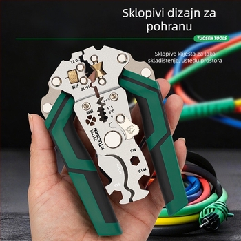 Tuosen sklopivi alat za skidanje izolacije s vodiča – svestrane klešta za skidanje izolacije, kabelski rezač, model 251151, težina 0.24 kg