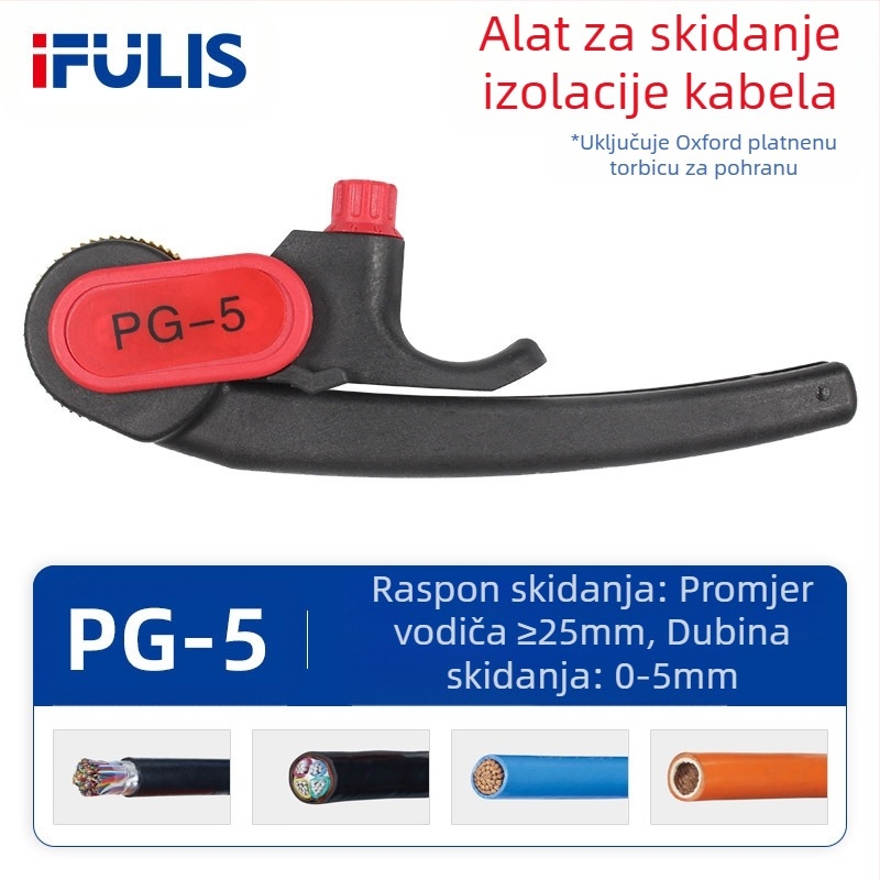 PG-5 odvijač za kabel, ručni, kružni otvor, marka Ifulis/Fulishi, težina 150 g