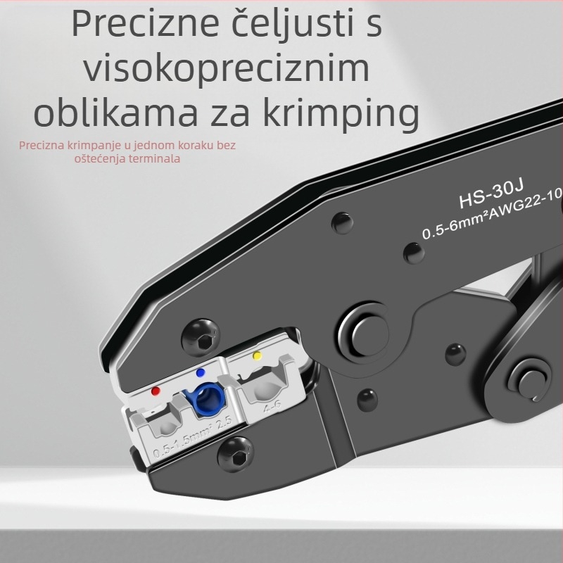 Višenamjenske kliješta za presovanje – set za izolirane, gole i priključne terminale, SANJIANG, visoko ugljična čelika, težina 1.2