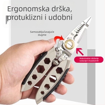 Klešta za skidanje izolacije kablova za električare — Senssheng, materijal: krom-vanadij čelik, težina 150 g, funkcija: skidanje izolacije, značajke: standardne