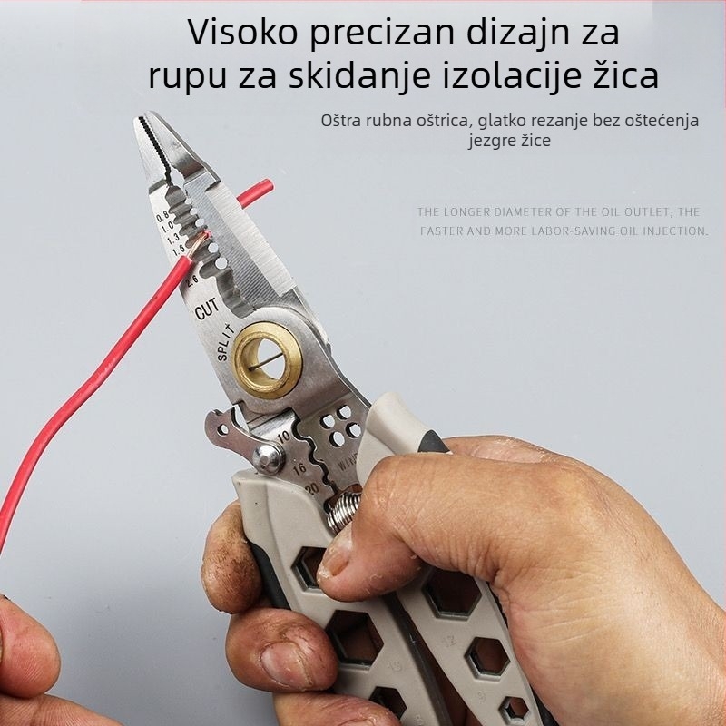 Klešta za skidanje izolacije kablova za električare — Senssheng, materijal: krom-vanadij čelik, težina 150 g, funkcija: skidanje izolacije, značajke: standardne