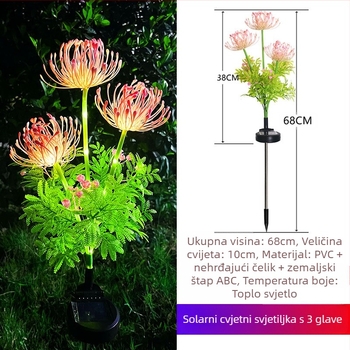 Solarna LED lampa u obliku cvijeta za vanjsku upotrebu – IP65 vodootporna, vrijeme rada 6-12 sati, vijek trajanja 50 000 sati