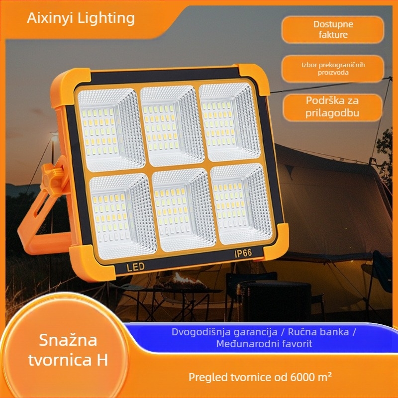 Solarna kamping svjetiljka – prijenosna LED reflektor za unutarnju i vanjsku upotrebu, USB hitno osvjetljenje, 6V