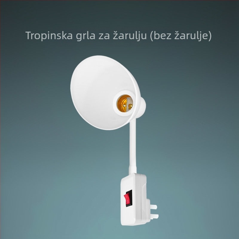 LED energetski štedljiva zidna lampa za spavaću sobu sa utičnicom i gumbastim prekidačem, noćna svjetiljka sa sjenilom
