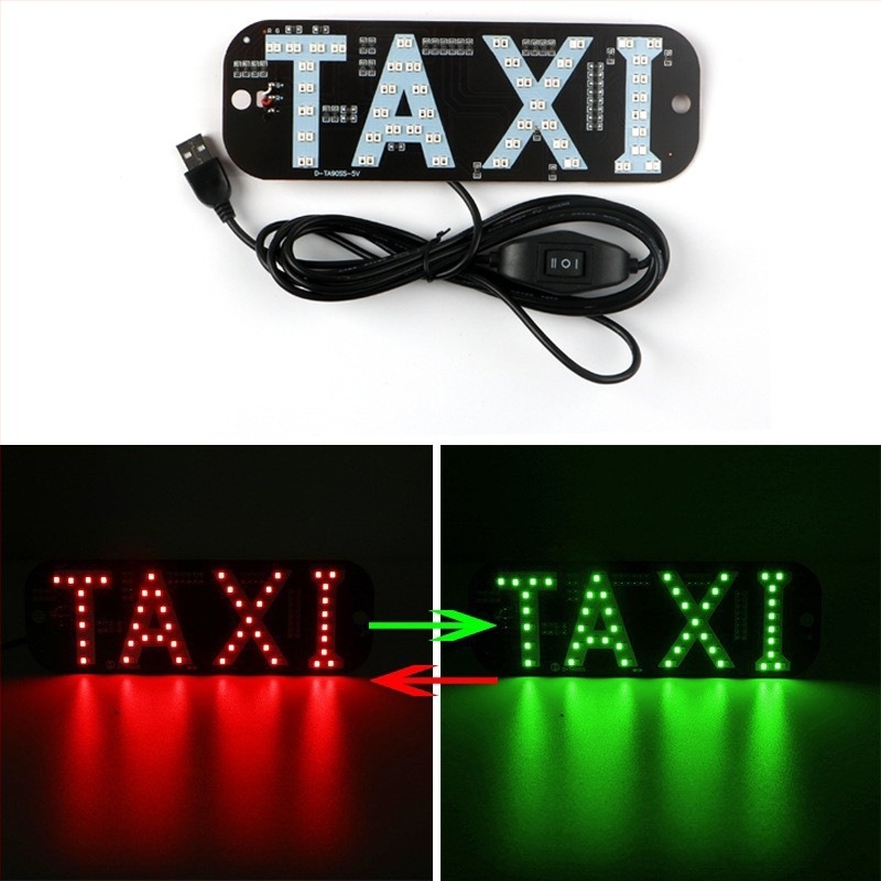 Taxi LED dekoracija s prekidačem za upaljač, dvobojna crveno-zelena, TAXI CARDS model, 12V, 5W, 0.42A, PCB materijal
