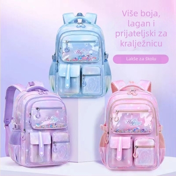 Ruksak za djevojčice, za 1.–6. razred, prozračan, vodootporan, ultralak, smanjuje opterećenje i štiti kičmu, s reflektirajućim sigurnosnim elementima.