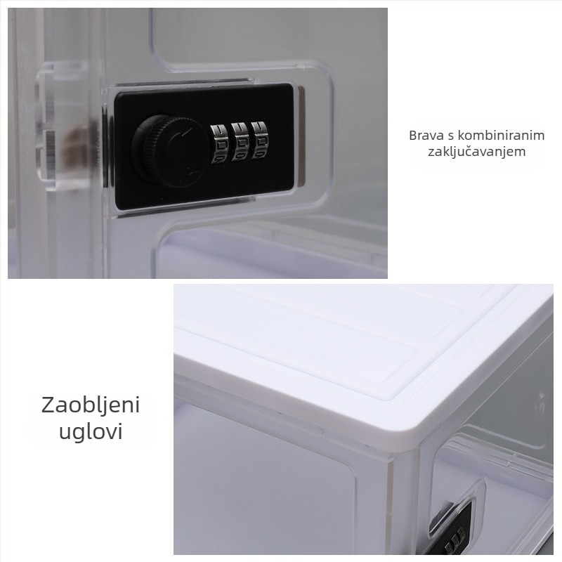 Prozirna kutija za pohranu s lozinkom, sklopiva, ABS+PP, 12L, 31×24×20 cm
