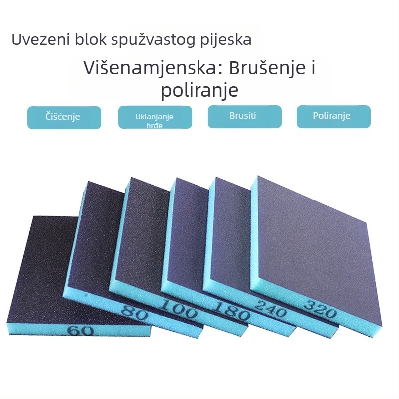 RUITOOL Spužvasti blok za brušenje, dvostrani za metal i drvo, aluminij + spužva, poliranje, prilagođena obrada