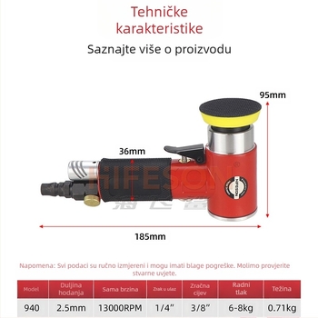 Sea Flying Shark ekscentrčna pneumatska brusilica za brušenje, poliranje i auto voskanje