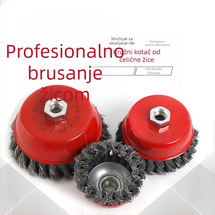 Cup brush s uvijenom žicom, disk tip žični kotač