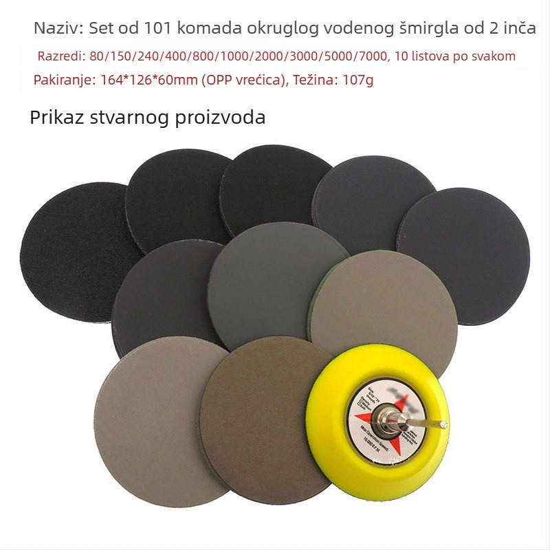 Disk brusnog papira s flokiranom stražnjom stranom za mokro/suvo korištenje; materijal: brusni papir; marka: 1; komplet: 1; kućna upotreba