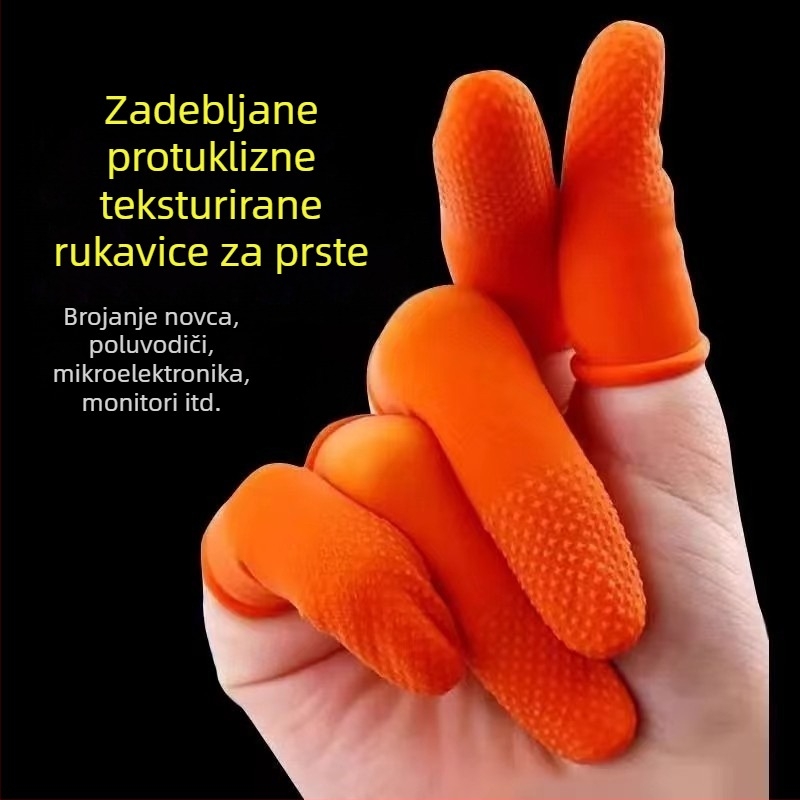 Jednokratne latex prstne navlake s teksturom, protuklizne, za kozmetičke salone, manikuru i industrijsku upotrebu, debele.