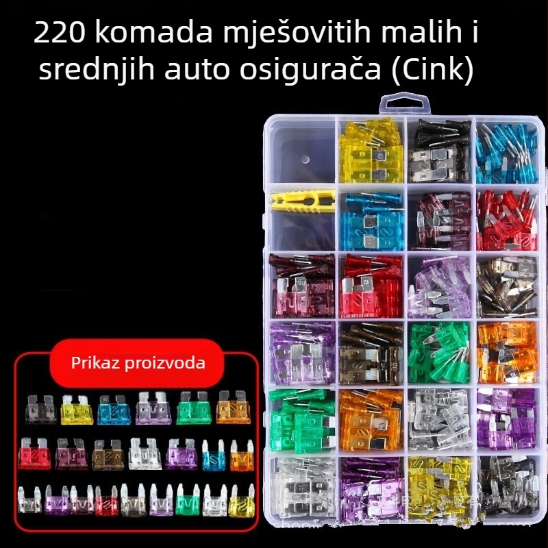 Qian Qi set osigurača za automobil s mini, malim i srednjim osiguračima za automobile i sklopke upaljača