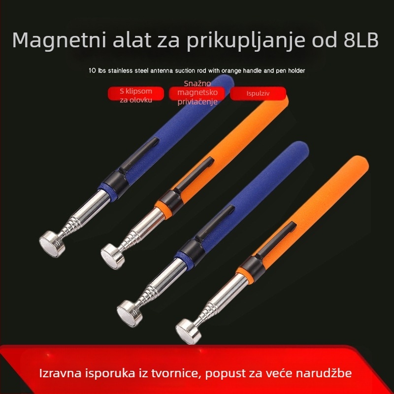 Magnetski podizač za metalne predmete, nehrđajući čelik, produžni vrat, snažan magnet
